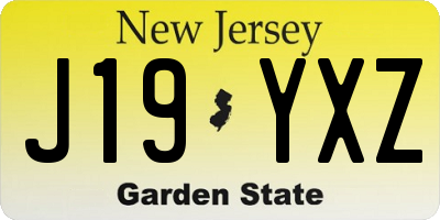 NJ license plate J19YXZ