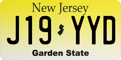 NJ license plate J19YYD