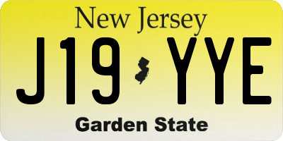 NJ license plate J19YYE