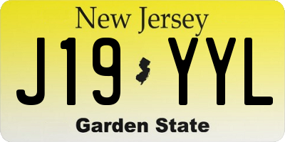 NJ license plate J19YYL