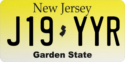 NJ license plate J19YYR