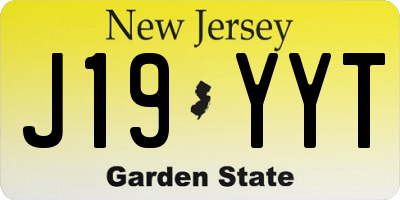 NJ license plate J19YYT