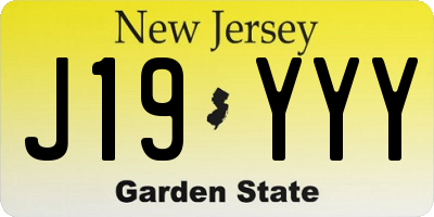 NJ license plate J19YYY