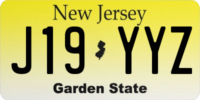 NJ license plate J19YYZ