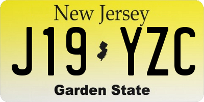 NJ license plate J19YZC