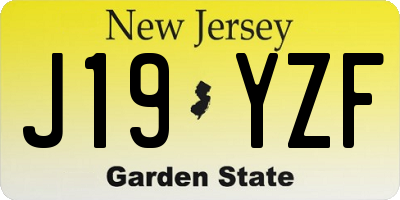 NJ license plate J19YZF