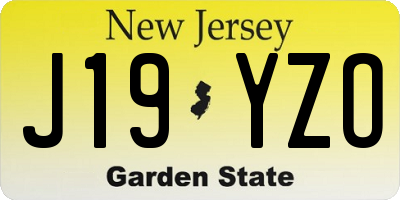 NJ license plate J19YZO