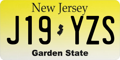 NJ license plate J19YZS
