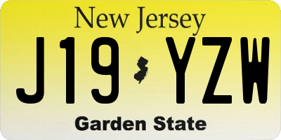 NJ license plate J19YZW