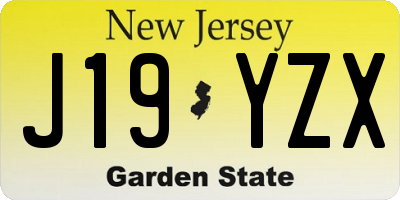 NJ license plate J19YZX