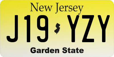 NJ license plate J19YZY