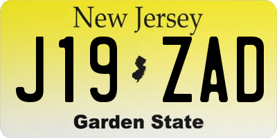 NJ license plate J19ZAD