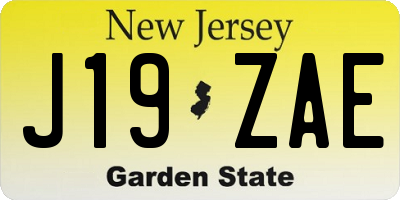 NJ license plate J19ZAE