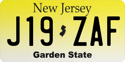 NJ license plate J19ZAF