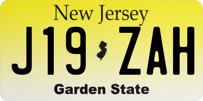 NJ license plate J19ZAH