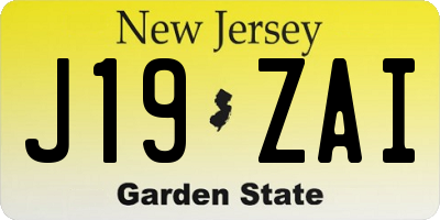NJ license plate J19ZAI