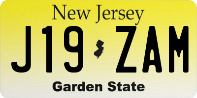 NJ license plate J19ZAM
