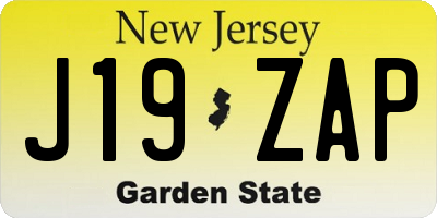 NJ license plate J19ZAP