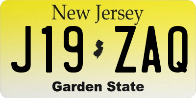 NJ license plate J19ZAQ