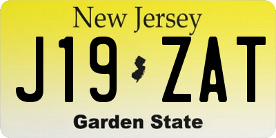 NJ license plate J19ZAT