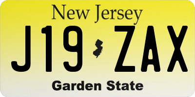 NJ license plate J19ZAX