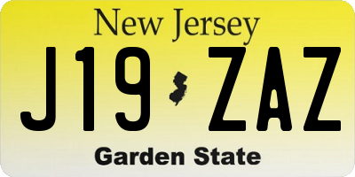 NJ license plate J19ZAZ
