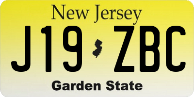 NJ license plate J19ZBC
