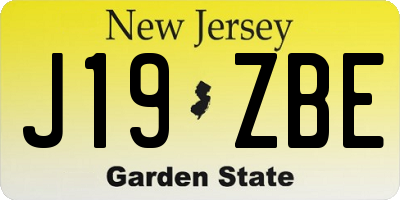 NJ license plate J19ZBE