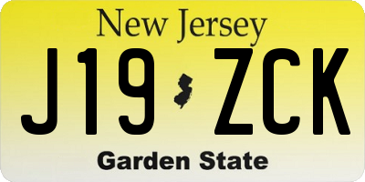 NJ license plate J19ZCK