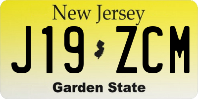 NJ license plate J19ZCM