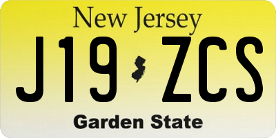 NJ license plate J19ZCS