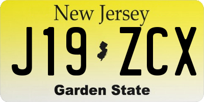 NJ license plate J19ZCX