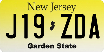 NJ license plate J19ZDA