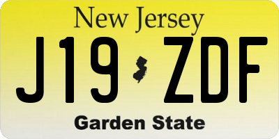 NJ license plate J19ZDF