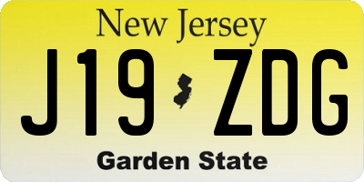 NJ license plate J19ZDG