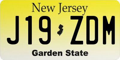 NJ license plate J19ZDM
