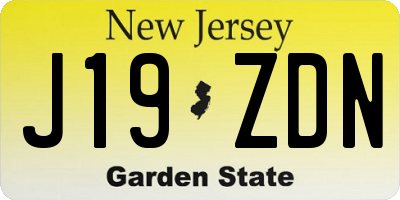 NJ license plate J19ZDN