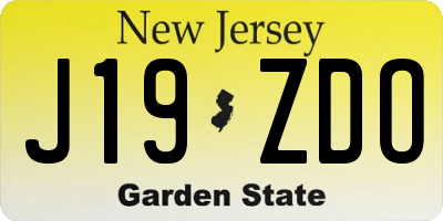 NJ license plate J19ZDO