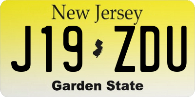 NJ license plate J19ZDU