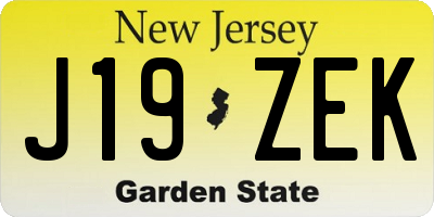 NJ license plate J19ZEK