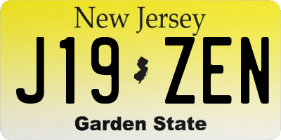 NJ license plate J19ZEN