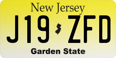 NJ license plate J19ZFD