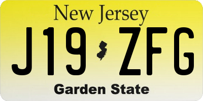 NJ license plate J19ZFG