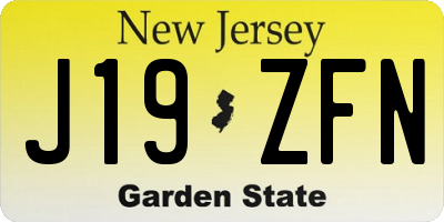 NJ license plate J19ZFN