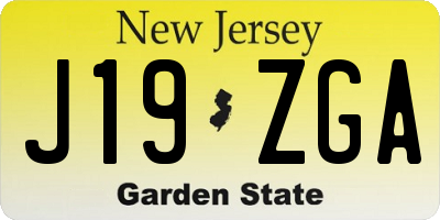 NJ license plate J19ZGA