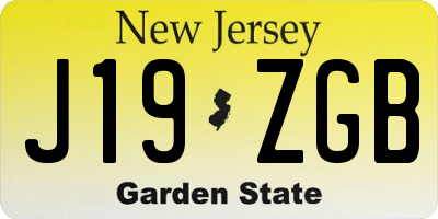 NJ license plate J19ZGB