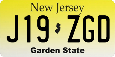NJ license plate J19ZGD