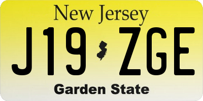 NJ license plate J19ZGE