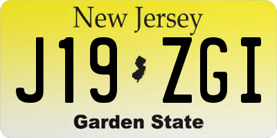NJ license plate J19ZGI