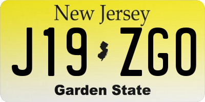 NJ license plate J19ZGO